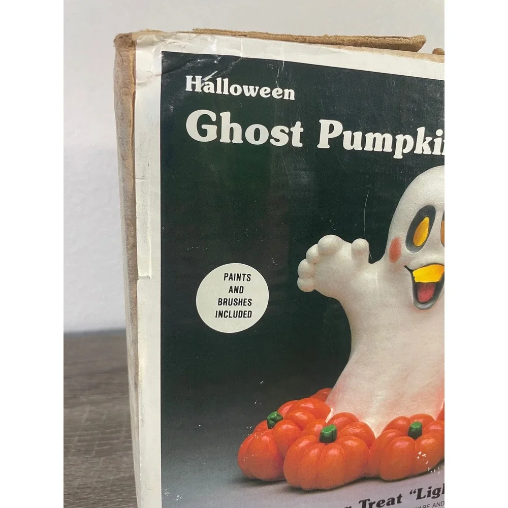 Vintage California Creations Ghost Pumpkin Patch Light Up Halloween Ceramic